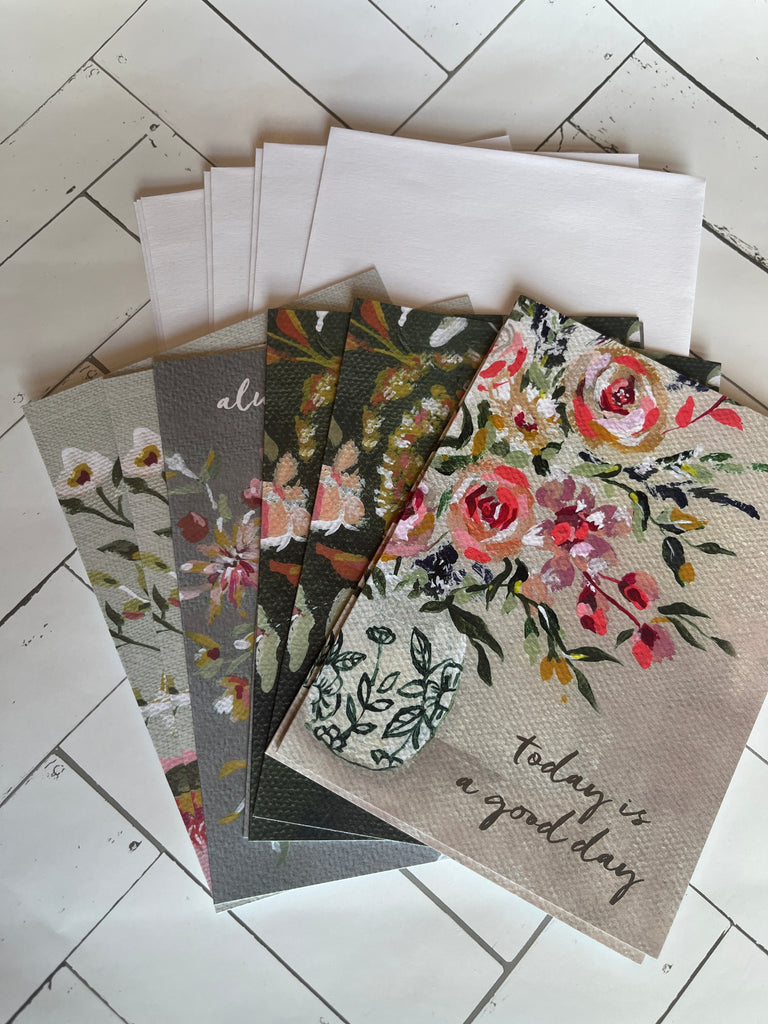 Watercolor Floral Card Set